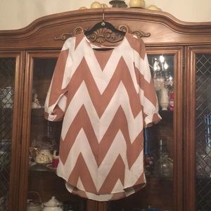 Brown/white chevron dress
